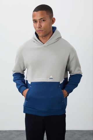 Herren Farbblockiertes Kapuzensweatshirt