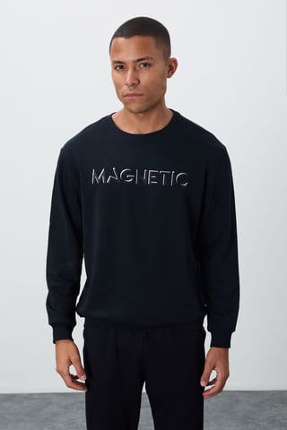 Herren Sweatshirt mit Rundhalsausschnitt und Print