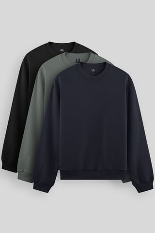 Herren Unifarben Rundhals-Sweatshirt