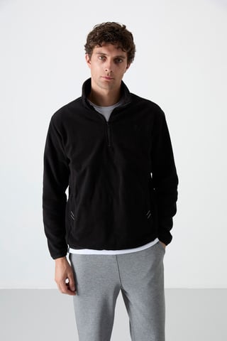 Herren Slim Fit Halb-Reißverschluss Plüsch Sweatshirt