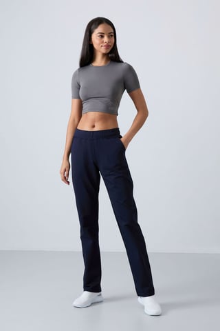 Tommy Life Sweatpants mit hoher Taille, geradem Bein - Marineblau