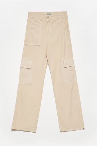 Hochtaillierte Baumwoll-Popeline Gerade-Pants