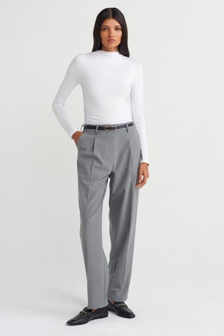 Belted Straight-Leg-Crepeshosen