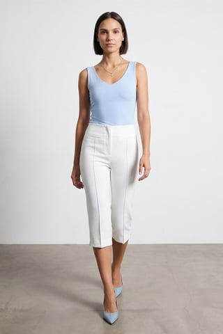 Dilvin Hoch taillierte Capri-Zigarettenhose - Weiß