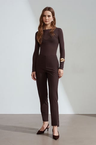 Damen Mittelhoch Taille Gerade Crepe-Hosen