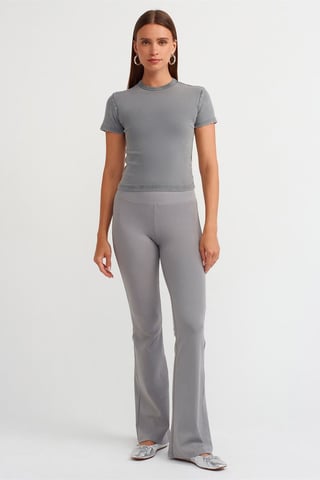 Damen Hochwaisted Gerippte Schlaghose