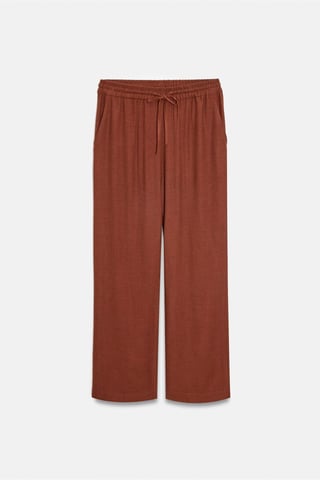 Damen Woven-Hosen mit weitem Bein und Kordelzugbund
