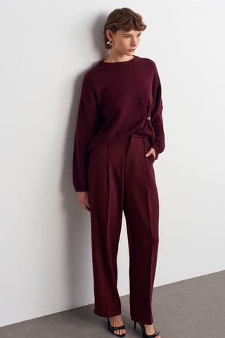 Hochtaillierte weite Crepe-Hose