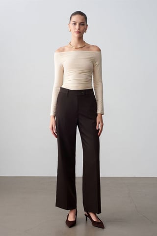 Dilvin Weite, mid-waist Hose aus Webstoff - Schwarz