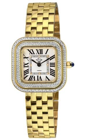GV2 Bellagio Damenuhr Swiss Made Diamond, Silber-Weißes Zifferblatt, IPYG-Armband