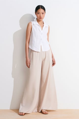 Hochtaillierte Weite Tencel Palazzo-Hosen