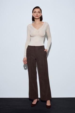 Damen Hochtaillierte Weite Kunstlederhose
