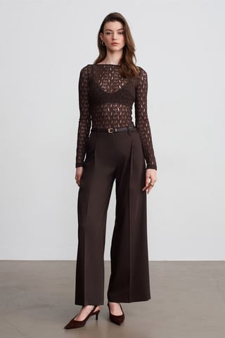 Hochtaillierte weite Crepe-Hose