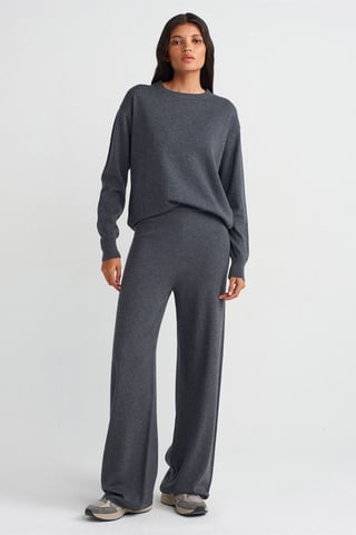 Damen weit geschnittene Lurex-Strickhose