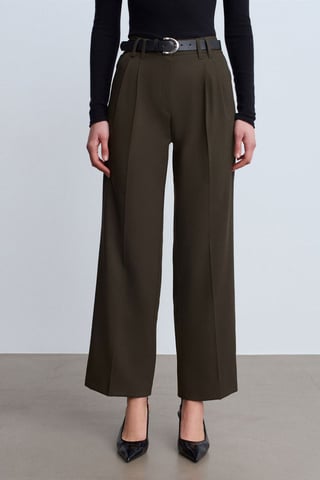 Damen Weite Plisseehose aus Krepp