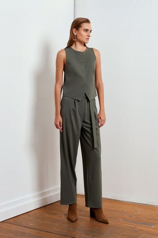 Hochtaillierte Weite-Hosen aus Crepe