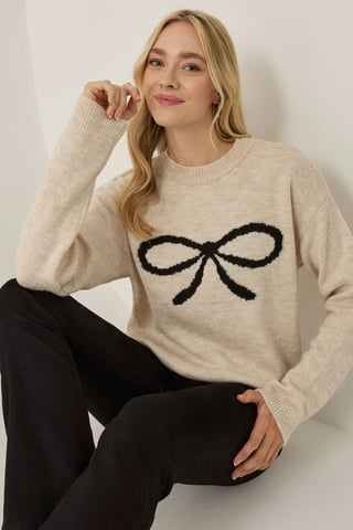 Relaxed Fit Pullover mit Schleifen-Detail