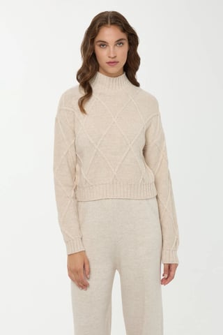 Strukturierter leichter Rollkragenstrickpullover