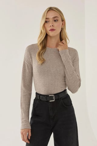 Rundhals-Jersey-Top