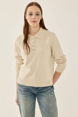 Knopfkragen Sweater in lässiger Passform