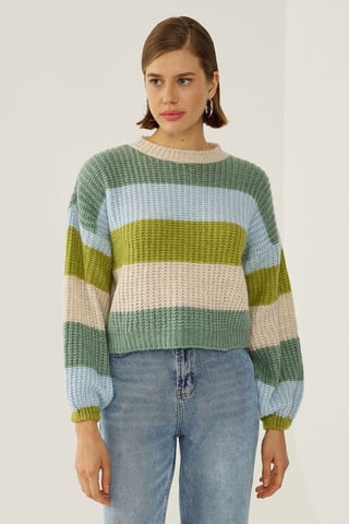 Lässiger gestreifter Pullover