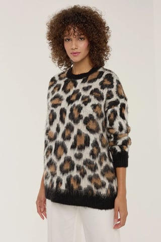 Leopardenmuster Strickpullover