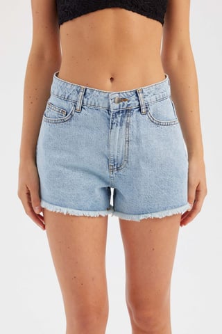 Denim Uni Hohe Taillen-Shorts