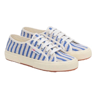 Superga - Mit Streifen Sneaker für Damen, Flach (Blau/Naturweiß)