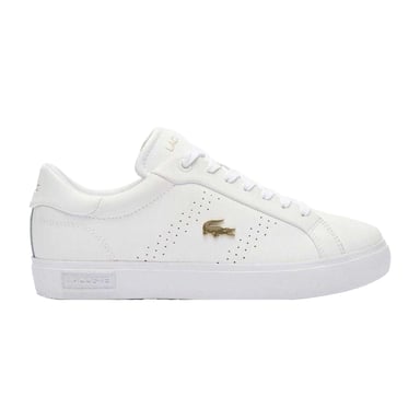 Lacoste - "Powercourt 2.0" Sneaker für Damen, Leder (Weiß/Gold)
