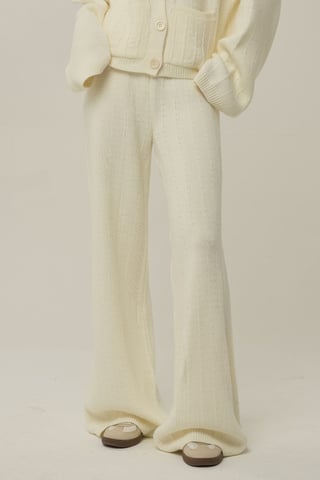 Strickhose mit weitem Bein und Struktur