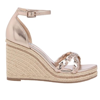 Dune London - "Khai" Geflochten Sandalen mit Keilabsatz für Damen (Roségold)