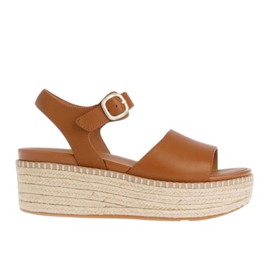FitFlop - "Eloise Espadrille" Sandalen mit Keilabsatz für Damen, Leder (Hellbraun)