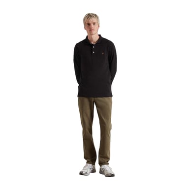 Farah - Poloshirt für Herren, Baumwollmischung, Langärmlig (Schwarz)
