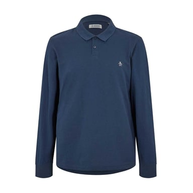 Original Penguin - Poloshirt für Herren, Baumwolle, Langärmlig (warmes Blau)