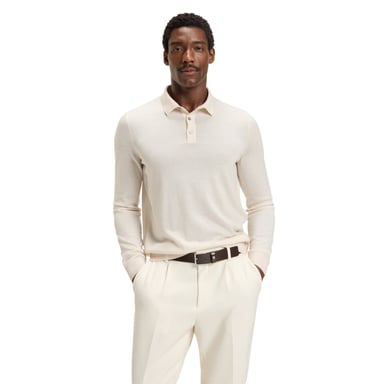Boss - "Lanciomne" Poloshirt für Herren, Langärmlig (Weiß)