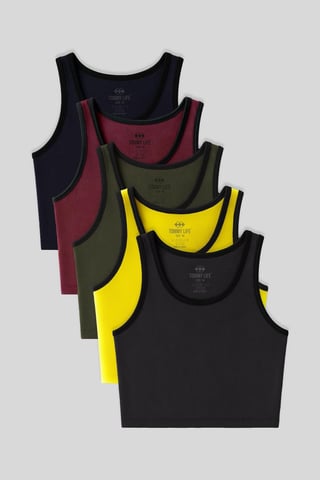 Rippstrick Baumwollmischung Ärmelloses Cropped Top