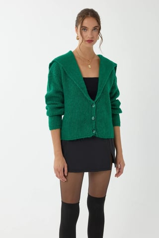 Hiccup Lässiger gestrickter Cardigan mit Knöpfen - Grün