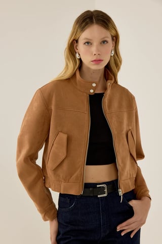 Wildleder Cropped Jacke