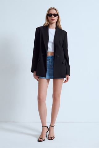 Damen Lang Crepe Blazer Jacke
