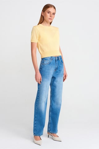 Damen Hochtaillierte Schlagjeans