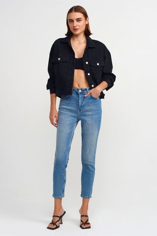 Damen High-Waist Slim Straight Jeans