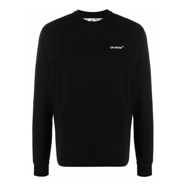 Off-White - T-Shirt für Herren, Jersey, Langärmlig (Schwarz/Pink)