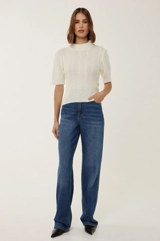 Kurze Ärmel Halb Stehkragen Haarglanz Strickpullover