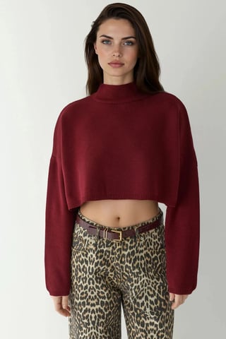 Hochgeschlossener Crop-Pullover