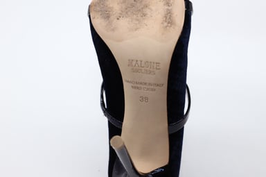 Malone Souliers 100mm Maureen Pantoletten aus marineblauem Leder