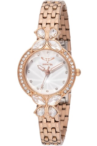 Invicta Wildflower 69099 Damenuhr - Quarzwerk - Metall mit weißem Zifferblatt - 30 mm