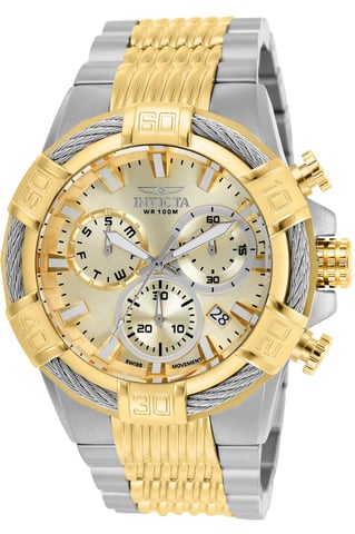 Invicta Bolt 25864 Herrenuhr - Quarzwerk - Edelstahl mit goldenem Zifferblatt - 51 mm