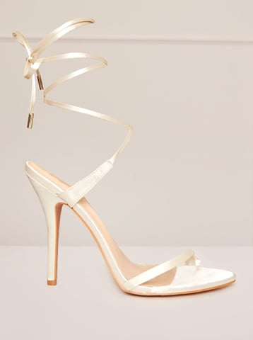 High Heel Lace Up Sandal in Cream