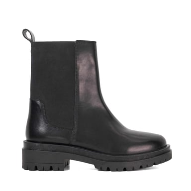 Dune London - Stiefeletten für Damen, Leder, Klobiger Absatz (Schwarz)