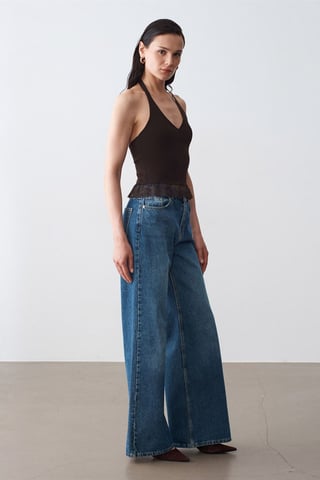 Ärmellose Ripp-Halterbluse